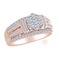 thumbnail image 1 of AFFY 1.00 Cttw Baguette & Round Cut White Natural Diamond Flower Split Shank Ring In 10K Solid Rose Gold-Ring Size-8.5, 1 of 2