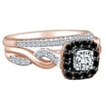 thumbnail image 1 of AFFY 1.00 Cttw Round Cut Black & White Natural Diamond Halo Engagement Ring Set 14k Solid Rose Gold (I-J Color), 1 of 1