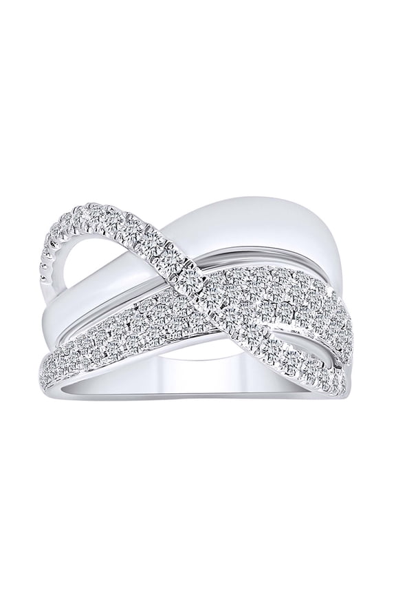 1.00 Cttw Round Cut White Natural Diamond Bypass Overlay Ring In 14k Solid Gold-Ring Size-8