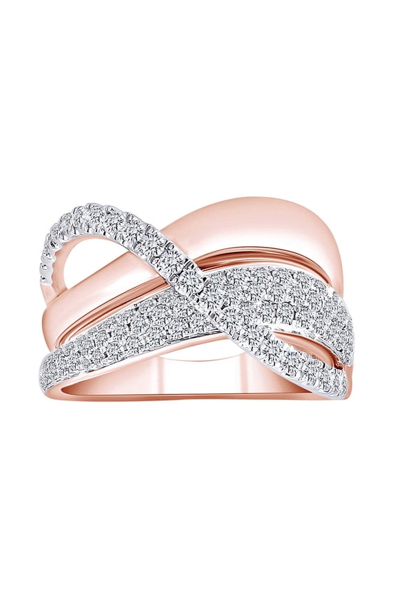 1.00 Cttw Round Cut White Natural Diamond Bypass Overlay Ring In 14k Solid Gold-Ring Size-9