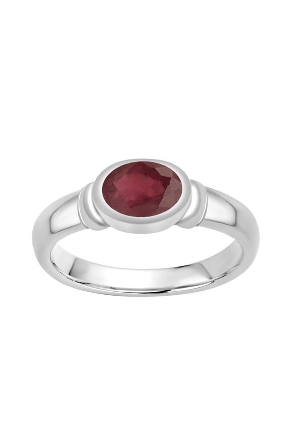 1.00 Ctw Oval Shape Ruby Gemstone 925 Sterling Silver Solitaire Women Wedding Ring