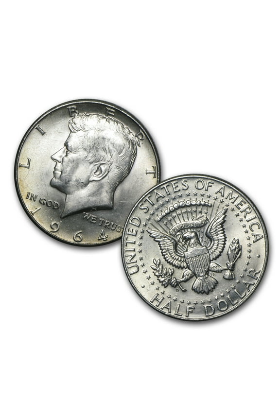 $1.00 Face Value 90% 1964 Silver Kennedy Half Dollar Avg Circ