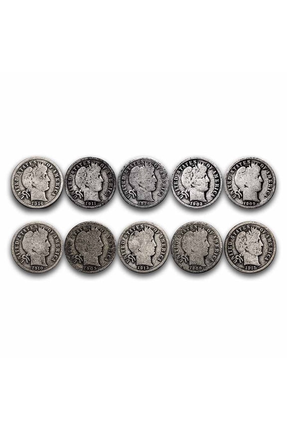 $1.00 Face Value Barber Dimes Avg Circ