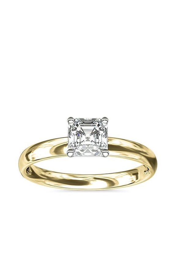 2.00 T.C.W Asscher Shape IGI Certified Lab Grown Diamond Latest Design Solitaire Wedding Ring for Ladies Solid 14K Yellow Gold Size 8