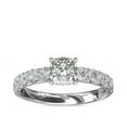 thumbnail image 1 of 1.00 T.C.W Brilliant Cushion Cut Natural Diamond Latest Design Solitiare with Accents Engagement Ring for Women Solid 18K White Gold Size 3, 1 of 6