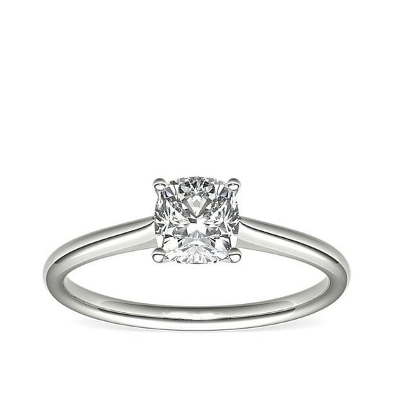 1.00 T.C.W Brilliant Cushion Cut Natural Diamond Wonderful Solitaire Engagement Ring for Women Solid 14K White Gold Size 3