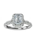 thumbnail image 1 of 1.00 T.C.W Brilliant Emerald Cut Natural Diamond Latest Design Solitiare with Accents Engagement Ring for Women Solid 18K White Gold Size 3, 1 of 9
