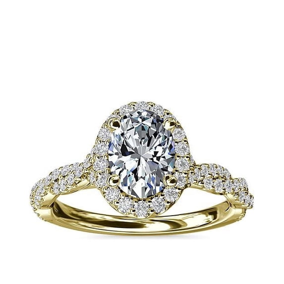 1.00 T.C.W Brilliant Oval Cut Natural Diamond Latest Design Solitiare with Accents Engagement Ring for Women Solid 18K Yellow Gold Size 3