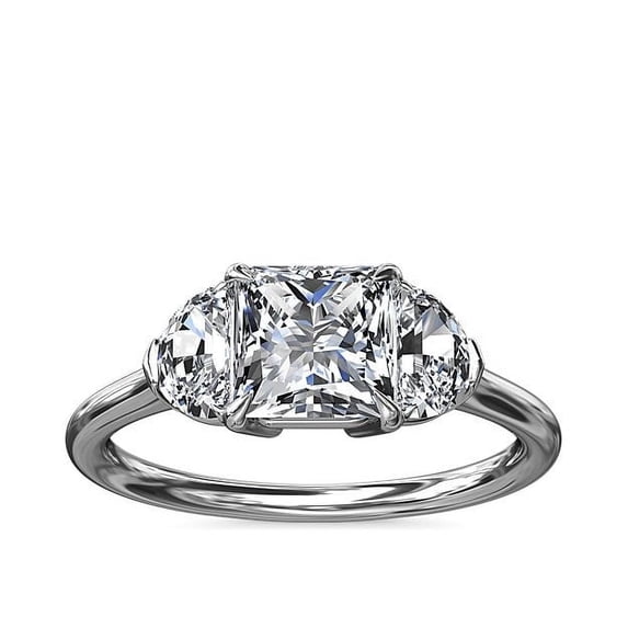1.00 T.C.W Brilliant Princess Cut Natural Diamond Wonderful Three Stone Engagement Ring for Women Solid 950 Platinum Size 3