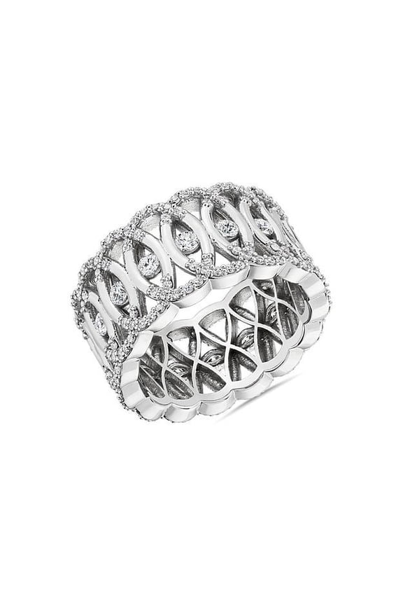 1.00 T.C.W Brilliant Round Cut Wonderful Lab Grown Diamond Engagement Eternity Band for Women Solid 14K White Gold Size 3
