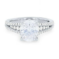 1.00 T.C.W Color F-G Clarity VS1 Stunning Oval Real Diamond Solitaire with Accents Engagement Ring for her Solid 14K White Gold Size 7