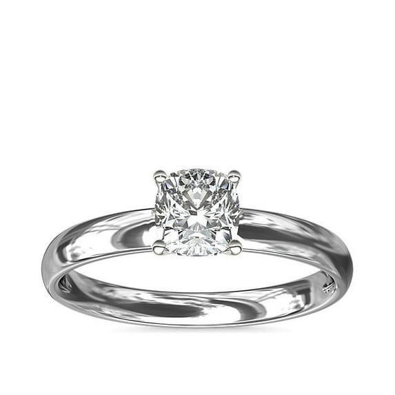 1.00 T.C.W Cushion Shape Natural Diamond Latest Design Solitaire Wedding Ring for Ladies Solid 14K White Gold Size 8