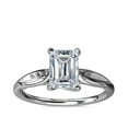thumbnail image 1 of 1.00 T.C.W Emerald Shape Natural Diamond Latest Design Solitaire Wedding Ring for Women Solid 18K White Gold Size 8, 1 of 7