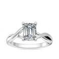 thumbnail image 1 of 1.00 T.C.W Emerald Shape Natural Diamond Latest Design Solitaire Wedding Ring for Women Solid 18K White Gold Size 8, 1 of 8