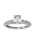 thumbnail image 1 of 1.00 T.C.W Emerald Shaped Genuine Diamond Stunning Solitaire with Accents Wedding Ring for Women Solid 14K White Gold Size 3.5, 1 of 6