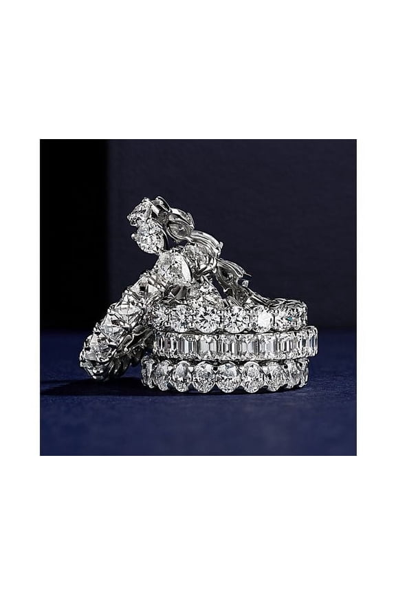1.00 T.C.W Excellent Pear Cut Lab Grown Diamond Radiating Eternity Band for Ladies Solid 14K White Gold Size 7
