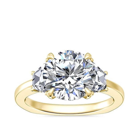 1.00 T.C.W Excellent Round Cut Natural Diamond Beautiful Three Stone Wedding Ring for Bride Solid 18K Yellow Gold Size 5
