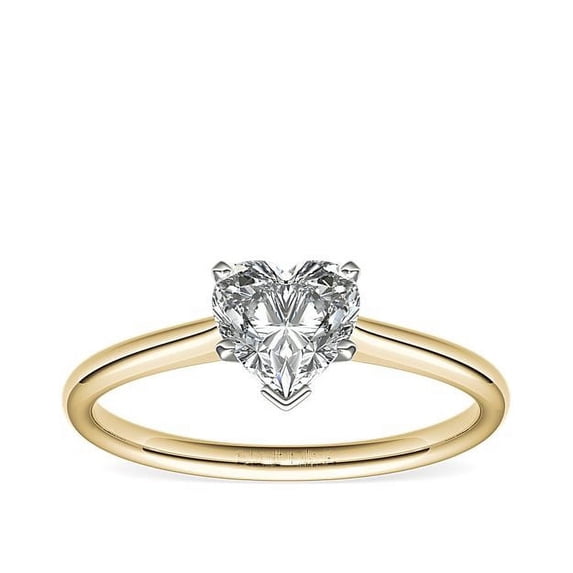 1.00 T.C.W Heart Shape Natural Diamond Latest Design Solitaire Wedding Ring for Ladies Solid 14K Yellow Gold Size 8