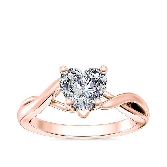 1.00 T.C.W Heart Shape Natural Diamond Latest Design Solitaire Wedding Ring for Women Solid 18K Rose Gold Size 8