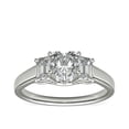 thumbnail image 1 of 1.00 T.C.W Heart Shaped Real Diamond New Design Three Stone Wedding Ring for Women Solid 18K White Gold Size 3.5, 1 of 6