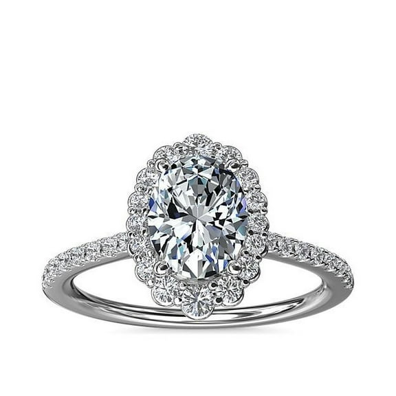 1.00 Ct Oval Shape Beautiful Solitaire Genuine Diamond Wedding Ring for Gift Solid 14K White Gold Size 7 (F-G/VS1) by Diamond-Capitals