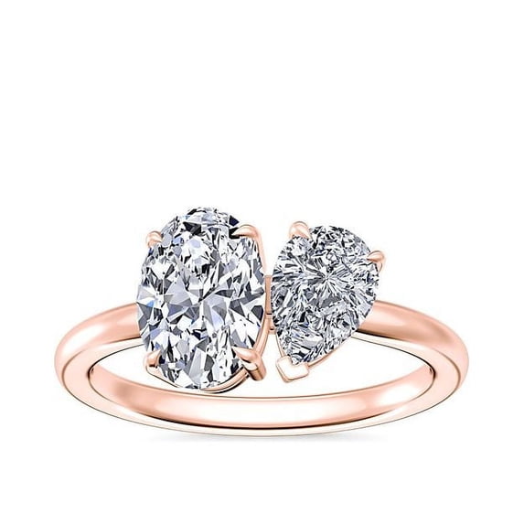 1.00 T.C.W Oval & Pear Shape Natural Diamond Latest Design Wedding Band for Ladies Solid 14K Rose Gold Size 8