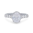 thumbnail image 1 of 1.00 T.C.W Oval Shape Natural Diamond Latest Design Solitaire with Accents Wedding Ring for Ladies Solid 14K White Gold Size 8, 1 of 6