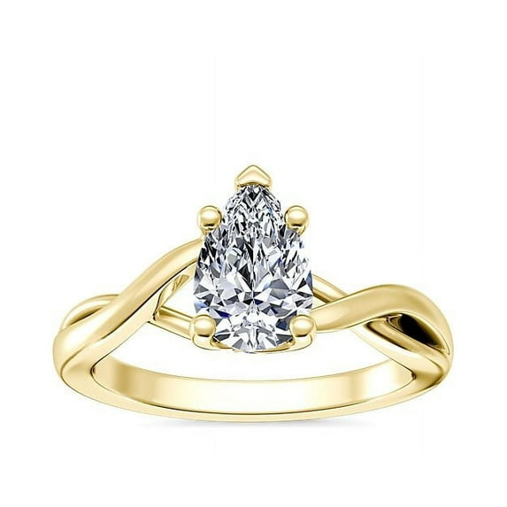 1.00 T.C.W Pear Shape Natural Diamond Latest Design Solitaire Wedding Ring for Women Solid 18K Yellow Gold Size 8
