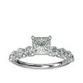 thumbnail image 1 of 1.00 T.C.W Princess Shape Natural Diamond Latest Design Solitaire with Accents Wedding Ring for Women Solid 18K White Gold Size 8, 1 of 6