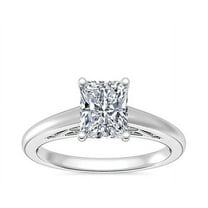1.00 T.C.W Radiant Solitaire Clarity-VS1 Radiant Genuine Diamond Engagement Ring for Women Solid 14K White Gold Size 7