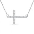 thumbnail image 1 of 1.00 T.C.W Round Cut Genuine Diamond StunningReligious Cross Pendant Necklace for her in Solid 18K White Gold With 18 inches chain, 1 of 2