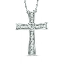 1.00 T.C.W Round Cut VS1 Real Diamond Beautiful Cross Pendant Necklace for her Solid 14K White Gold With 18 inches chain