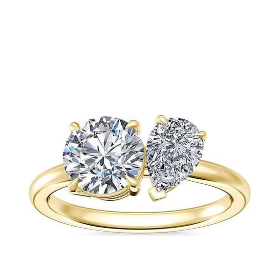 1.00 T.C.W Round & Pear Shape Natural Diamond Latest Design Wedding Band for Ladies Solid 14K Yellow Gold Size 8