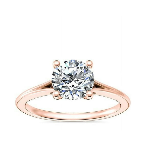 1.00 T.C.W Round Shape Natural Diamond Latest Design Solitaire Wedding Ring for Ladies Solid 14K Rose Gold Size 8