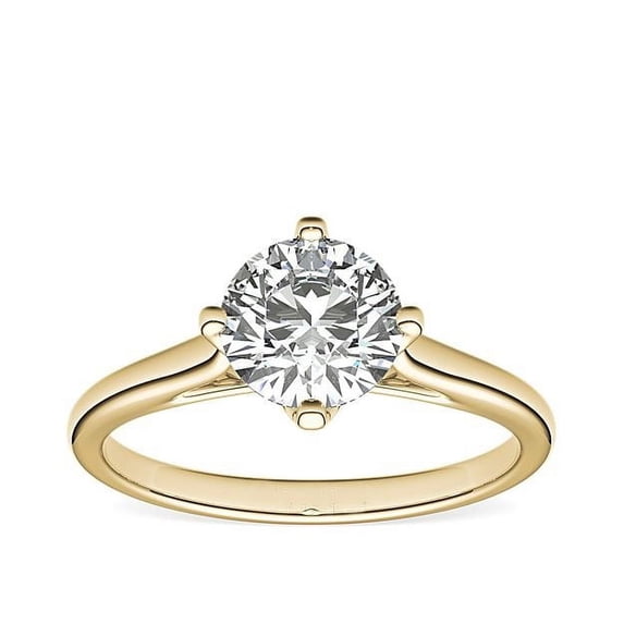 1.00 T.C.W Round Shape Natural Diamond Latest Design Solitaire Wedding Ring for Ladies Solid 14K Yellow Gold Size 8