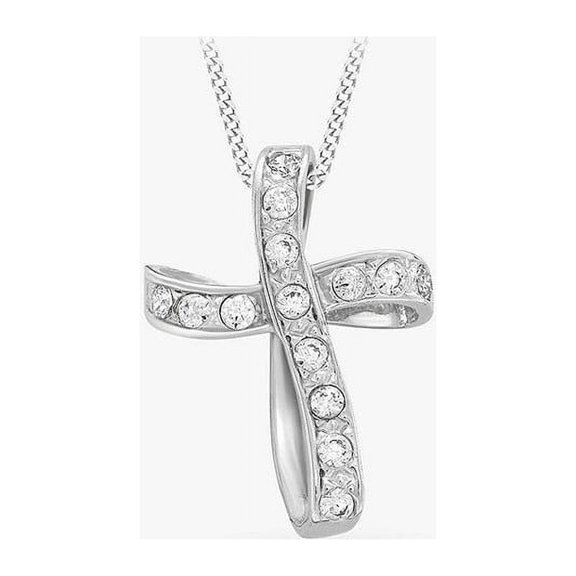 1.00 T.C.W Round Shape VS1 Real Dimaond Latest Design Faith Loop Cross Pendant Necklace for Ladies 14K White Gold With 18 inches chain