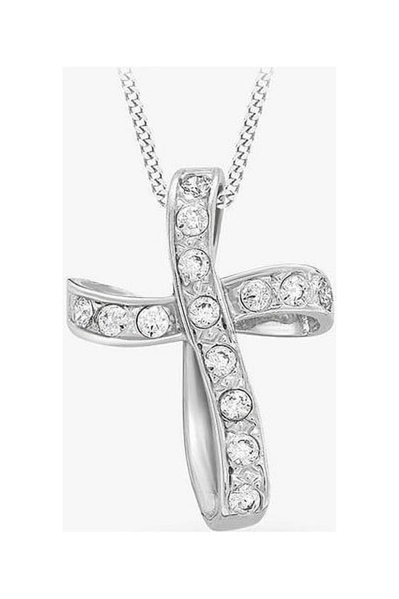 1.00 T.C.W Round Shape VS1 Real Dimaond Latest Design Faith Loop Cross Pendant Necklace for Ladies 14K White Gold With 18 inches chain