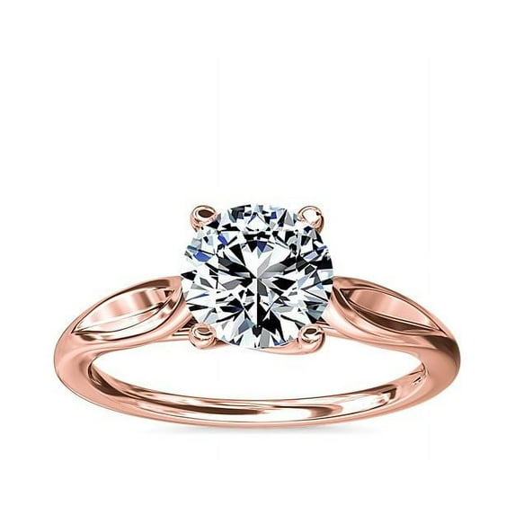 1.00 T.C.W Round Shaped Real Diamond New Design Solitaire Wedding Ring for Women Solid 18K Rose Gold Size 3.5