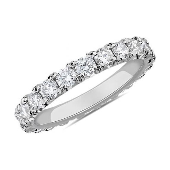 1.00 T.C.W Round Shaped Real Diamond New Design Wedding Eternity Band for Women Solid 18K White Gold Size 3.5