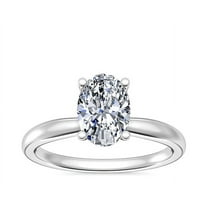 1.00 T.C.W Sparkle VS1 Oval Cut Real Diamond Solitaire Style Bridal Ring for her Solid 14K White Gold Size 7