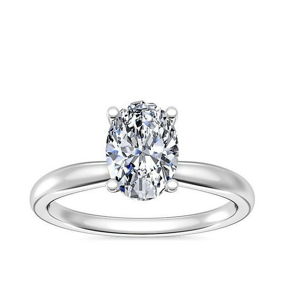 1.00 T.C.W Sparkle VS1 Oval Cut Real Diamond Solitaire Style Bridal Ring for her Solid 14K White Gold Size 7