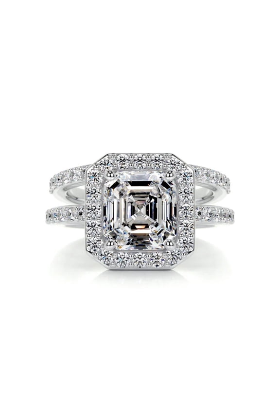 1.00 TCW Asscher Cut Bridal Set Wedding Ring 10K White Gold