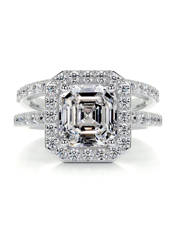 1.00 TCW Asscher Cut Bridal Set Wedding Ring 925 Silver