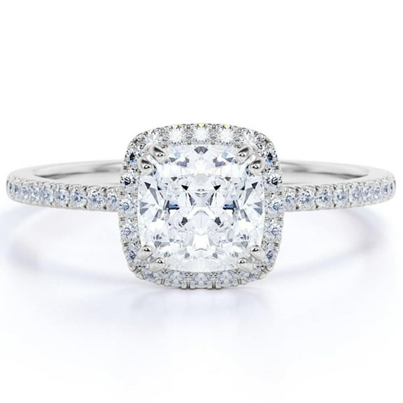 1.00 TCW Cushion Cut Halo Engagement Ring 925 Sterling Silver