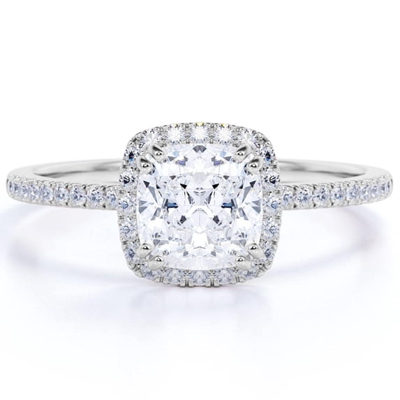 1.00 TCW Cushion Cut Halo Engagement Ring 925 Sterling Silver