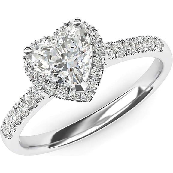 1.00 TCW Heart Cut Halo Engagement Ring 925 Silver