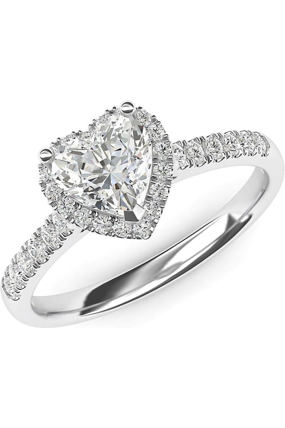 1.00 TCW Heart Cut Halo Engagement Ring 925 Silver