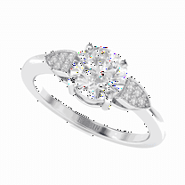 1.00 TCW Lab Grown Diamond Round Briliiant Cut Solitaire With Accents Engagement Ring 10K White Gold