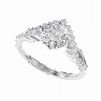 1.00 TCW Lab Grown Diamond Round Briliiant Cut Twisted Engagement Ring 10K White Gold