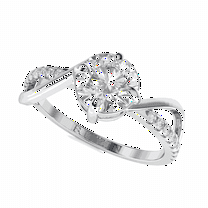 1.00 TCW Lab Grown Diamond Round Briliiant Cut Twisted Engagement Ring 10K White